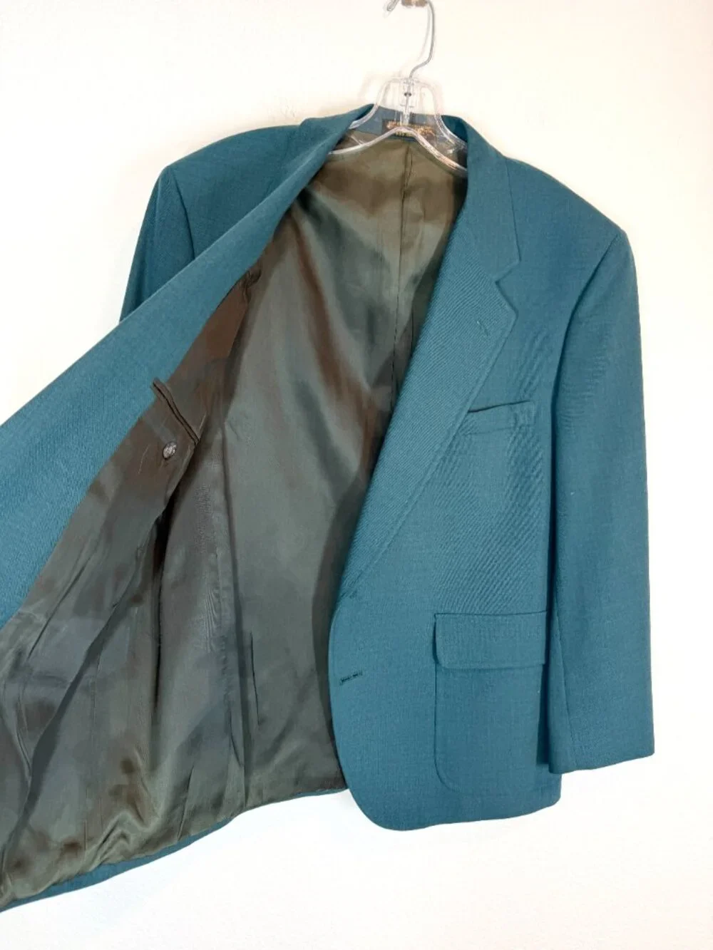 Palm Beach Sports Coat Blazer Teal Green Gold Buttons USA Golf Preppy 44
